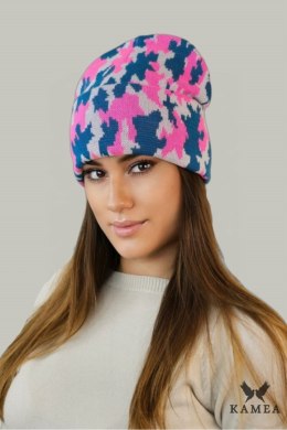 VENTURA zimowa czapka moro beanie kolor turkusowy - Kamea Kamea