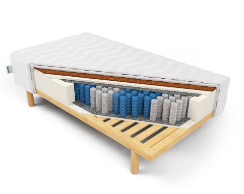 Polski Materac pocket kokos H3 Morfeusz na stelażu 120x200x24