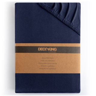 Prześcieradło AMBER kolor granatowy styl klasyczny materiał jersey 220-240x220 DecoKing - FITTED/AMBER/NAVYBLUE/220-240x220+30