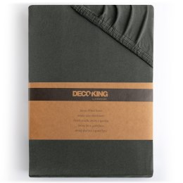 Prześcieradło AMBER kolor grafitowy styl klasyczny materiał jersey 180-200x200 DecoKing - FITTED/AMBER/DIMGR/180-200x200+30