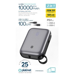 PLATINET POWER BANK 10000 mAh 20W PD WITH CABLE MINI SIZE [46011]