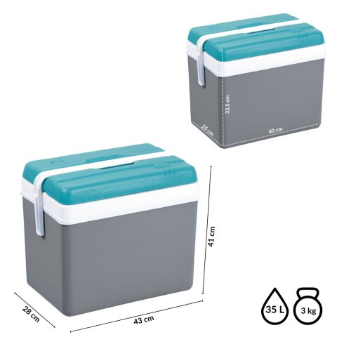 Lodówka EDA 35L Szara z Turkusową Pokrywą Kamai Kamai COOLBOX