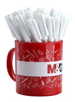 Długopis żelowy OfficeG 0.8mm biały 36szt w kubku MG