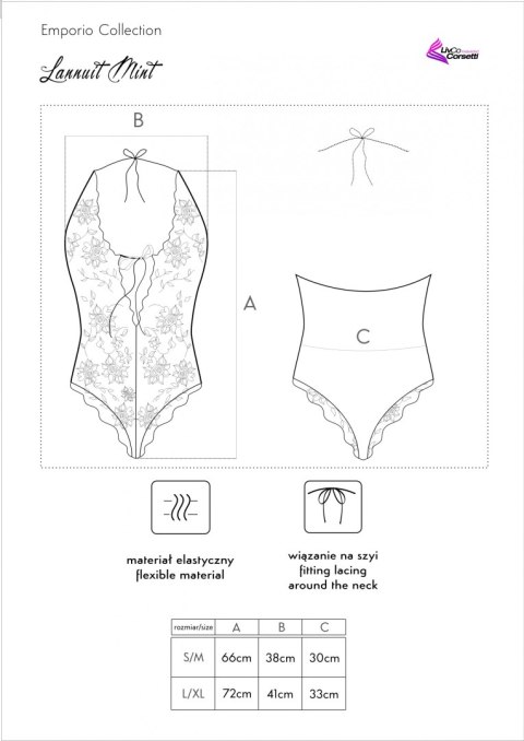 Body Lannuit Mint Miętowy Emporio CollectionLivCo Corsetti Fashion rozmiar - L/XL MINT