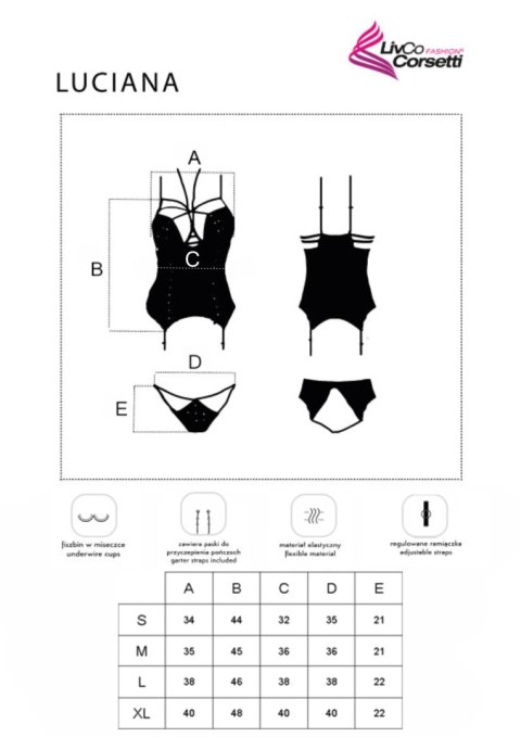 Gorset Luciana Shades of Black Czarny Collection LivCo Corsetti Fashion rozmiar - M BLACK
