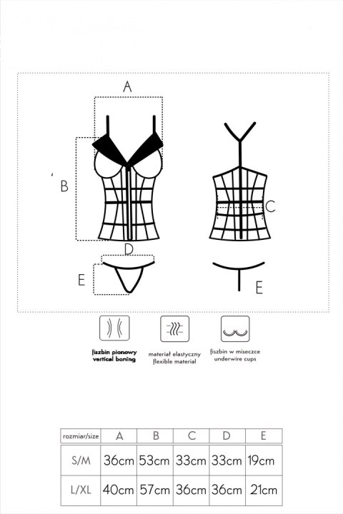 Laura Beige/Beżowy zmysłowy gorset LivCo Corsetti Fashion rozmiar - L/XL BLACK