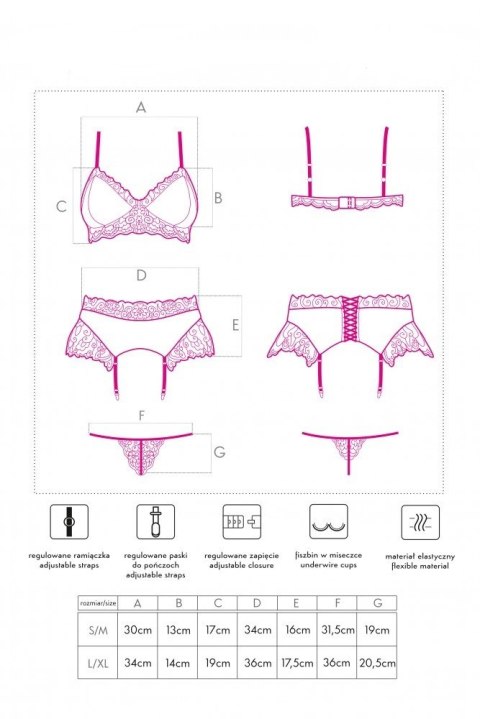 Nahir Maroon/Bordowy zmysłowy komplet LivCo Corsetti Fashion rozmiar - L/XL BORDOWY