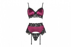Nahir Maroon/Bordowy zmysłowy komplet LivCo Corsetti Fashion rozmiar - S/M BORDOWY