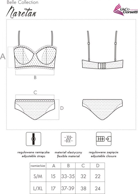 Naretan Beżowy Zmysłowy komplet LivCo Corsetti Fashion rozmiar - S/M BEŻOWY