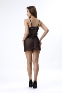 Pilar Black/Czarna seksowana koszulka z tiulu z dodatkiem koronki LivCo Corsetti Fashion rozmiar - L/XL CZARNY