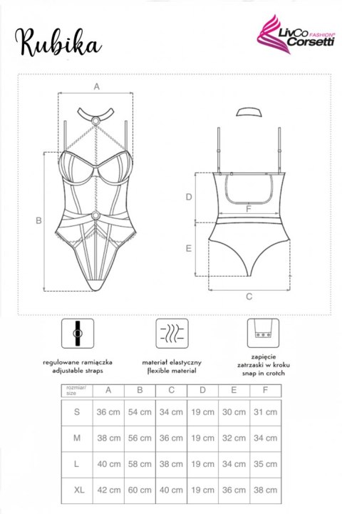 Rubika Body Black/Czarne z chokerem LivCo Corsetti Fashion rozmiar - S BLACK