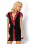 Szlafrok Kumiko LC 90428 Pink Rosses Collection Black Czarny LivCo Corsetti Fashion rozmiar - L/XL CZARNY