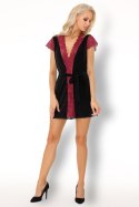 Szlafrok Kumiko LC 90428 Pink Rosses Collection Black Czarny LivCo Corsetti Fashion rozmiar - L/XL CZARNY