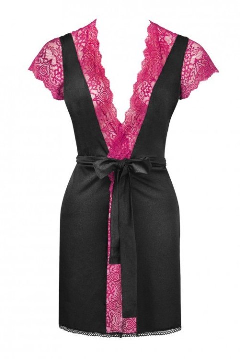 Szlafrok Kumiko LC 90428 Pink Rosses Collection Black Czarny LivCo Corsetti Fashion rozmiar - L/XL CZARNY