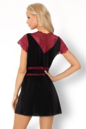 Szlafrok Kumiko LC 90428 Pink Rosses Collection Black Czarny LivCo Corsetti Fashion rozmiar - S/M CZARNY