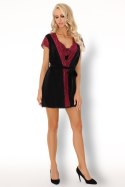 Szlafrok Kumiko LC 90428 Pink Rosses Collection Black Czarny LivCo Corsetti Fashion rozmiar - S/M CZARNY