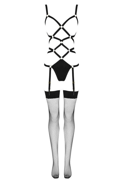 Thiara Black/Czarne zmysłowe body z pończochami LivCo Corsetti Fashion rozmiar - S/M BLACK