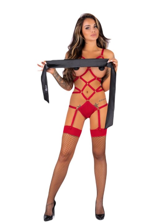 Thiara Red/Czerwone zmysłowe body z pończochami LivCo Corsetti Fashion rozmiar - L/XL RED