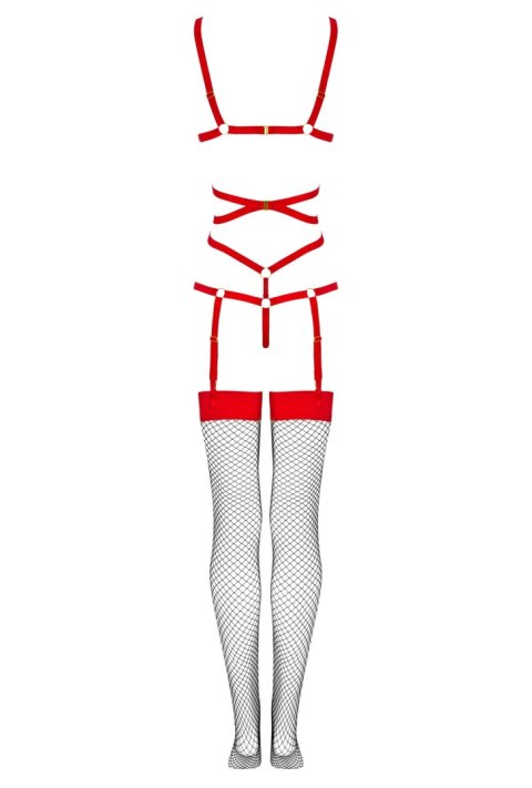 Thiara Red/Czerwone zmysłowe body z pończochami LivCo Corsetti Fashion rozmiar - S/M RED