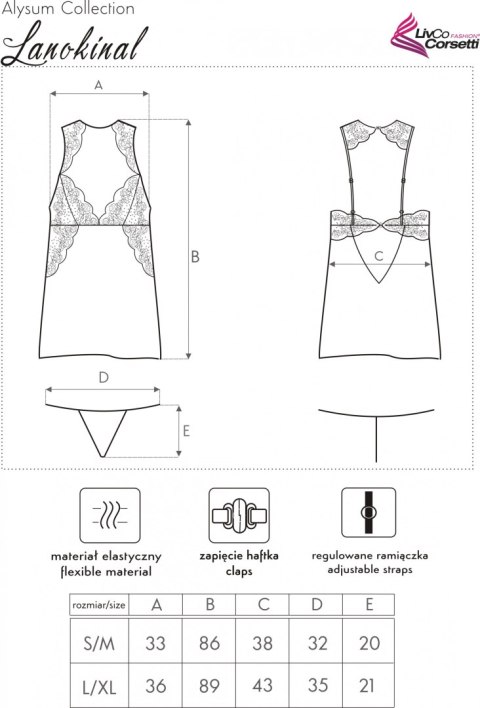 Zmysłowa Koszulka Damska Lanokinal LC 90595 Alysum Collection LivCo Corsetti Fashion rozmiar - S/M MULTI