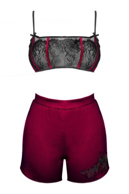 Zmysłowy Komplet Damski Nineras Cllaret Burgundy Bordowy Collection LivCo Corsetti Fashion rozmiar - S/M WINE RED