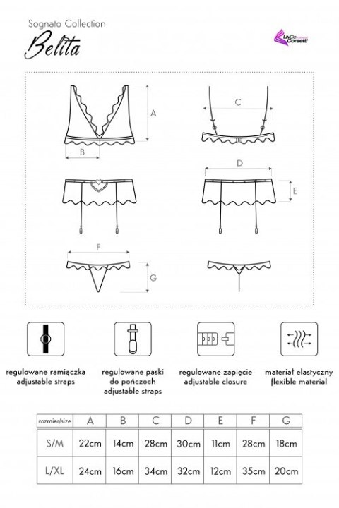 Zmysłowy komplet Belita LC 90231 Sognato Collection Black Czarny LivCo Corsetti Fashion rozmiar - L/XL CZARNY