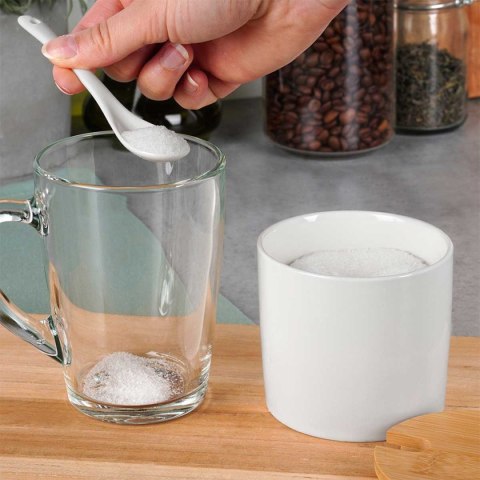 CUKIERNICA CUKIERNICZKA CERAMICZNA Z ŁYŻECZKĄ BIAŁA 139682