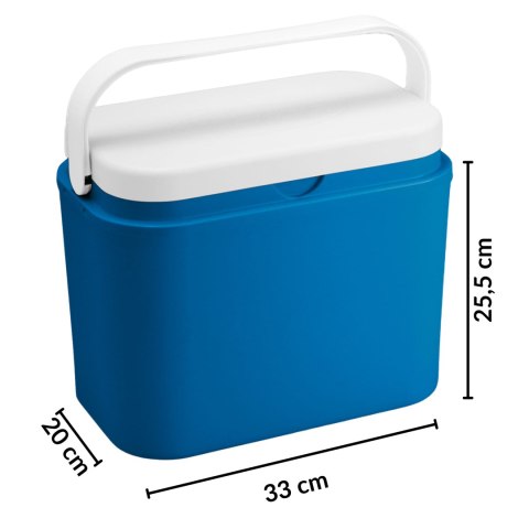 Lodówka turystyczna 10 L na wkłady mrożące, niebieska z białą pokrywą, wymiary 33x25,5x20 cm Kamai COOLBOX