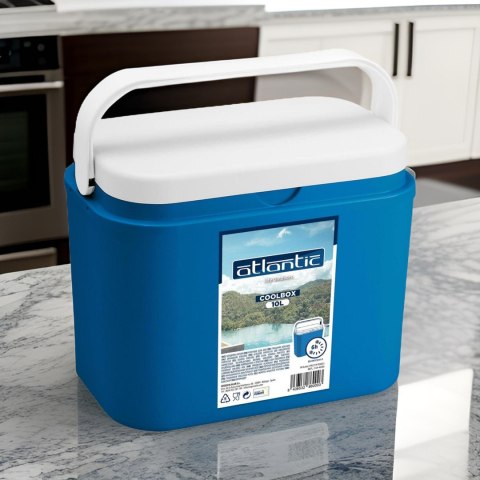 Lodówka turystyczna 10 L na wkłady mrożące, niebieska z białą pokrywą, wymiary 33x25,5x20 cm Kamai COOLBOX