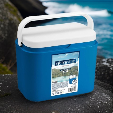 Lodówka turystyczna 10 L na wkłady mrożące, niebieska z białą pokrywą, wymiary 33x25,5x20 cm Kamai COOLBOX