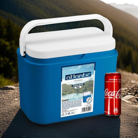 Lodówka turystyczna 10 L na wkłady mrożące, niebieska z białą pokrywą, wymiary 33x25,5x20 cm Kamai COOLBOX