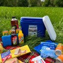Lodówka turystyczna 10 L na wkłady mrożące, niebieska z białą pokrywą, wymiary 33x25,5x20 cm Kamai COOLBOX