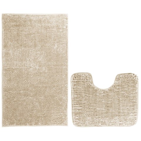 Mata łazienkowa BATI kolor beżowy motyw nowoczesny 50x80+40x50 ameliahome - BATHMAT/AH/BATI/SET/BEIGE/50X80+40X50