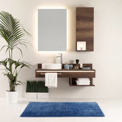 Mata łazienkowa BATI kolor granatowy motyw nowoczesny 50x80+40x50 ameliahome - BATHMAT/AH/BATI/SET/DARKBLUE/50X80+40X50
