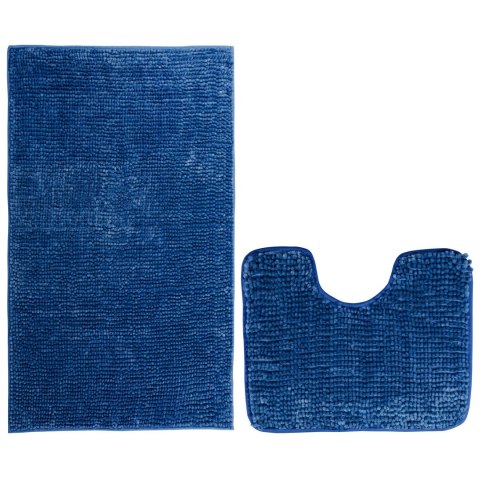Mata łazienkowa BATI kolor granatowy motyw nowoczesny 50x80+40x50 ameliahome - BATHMAT/AH/BATI/SET/DARKBLUE/50X80+40X50