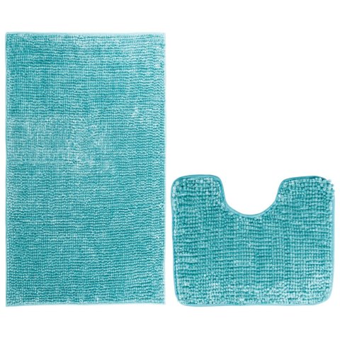 Mata łazienkowa BATI kolor niebieski motyw nowoczesny 50x80+40x50 ameliahome - BATHMAT/AH/BATI/SET/BLUE/50X80+40X50