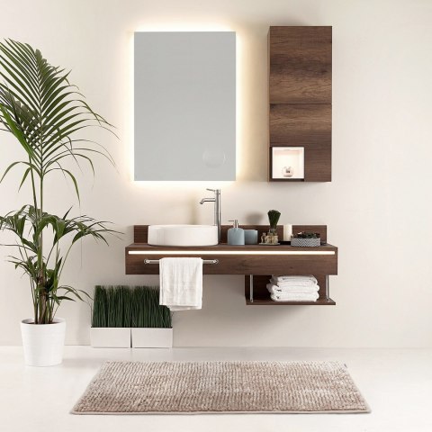 Mata łazienkowa BATI kolor pudrowy róż motyw nowoczesny 50x80+40x50 ameliahome - BATHMAT/AH/BATI/SET/POWDERPINK/50X80+40X50