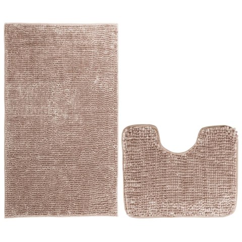 Mata łazienkowa BATI kolor pudrowy róż motyw nowoczesny 50x80+40x50 ameliahome - BATHMAT/AH/BATI/SET/POWDERPINK/50X80+40X50