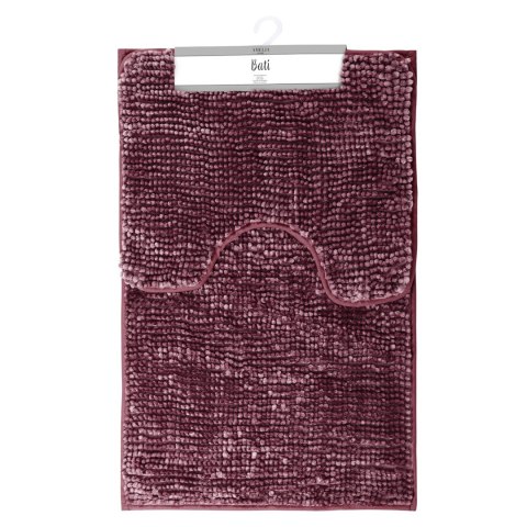Mata łazienkowa BATI kolor różowy motyw nowoczesny 50x80+40x50 ameliahome - BATHMAT/AH/BATI/SET/MAUVE/50X80+40X50