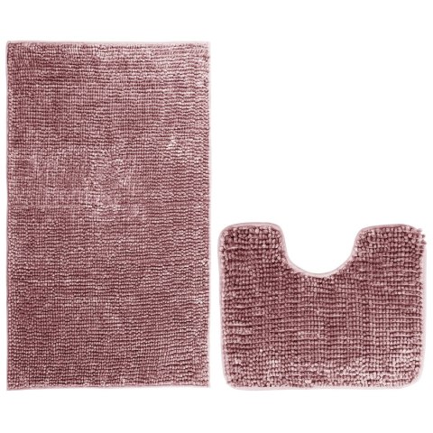Mata łazienkowa BATI kolor różowy motyw nowoczesny 50x80+40x50 ameliahome - BATHMAT/AH/BATI/SET/MAUVE/50X80+40X50
