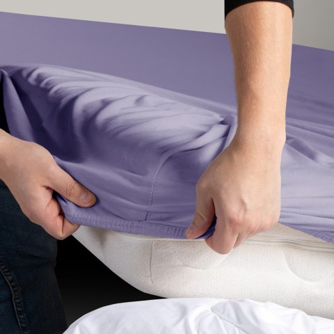 Prześcieradło AMBER kolor liliowy styl klasyczny materiał jersey 160-180x200 DecoKing - FITTED/AMBER/LAVENDERPURPLE/160-180x200+