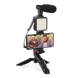 PLATINET VLOG 4IN1 SET ZESTAW DO VLOGÓW MICROPHONE LIGHT PHONE HOLDER ON A TRIPOD + JACK 3.5 TO USB-C ADAPTER [45596]