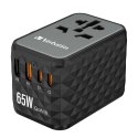 VERBATIM WALL CHARGER ŁADOWARKA SIECIOWA GAN 65W PD 2 x USB-C + 2 x USB-A + TRAVEL ADAPTER 32120