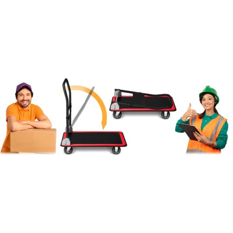 Wózek transportowy platformowy HM-505 czarno-czerwony