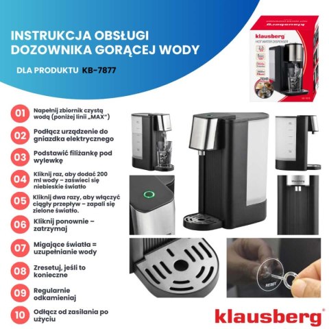 DYSPENSER DOZOWNIK GORĄCEJ WODY 2,2L KLAUSBERG KB-7878