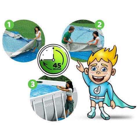 Basen ogrodowy stelażowy 400 x 200 x 100 cm 17w1 INTEX 26788