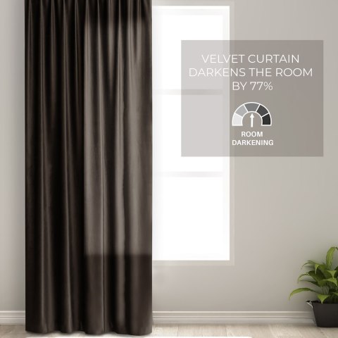 Zasłona VELVET  brązowy   velvet 140x270 ameliahome - CURT/AH/VELVET/PLEAT/D.BROWN/140X270/1PC