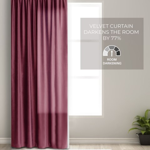 Zasłona VELVET kolor bordowy  przelotki srebrne velvet 140x270 ameliahome - CURT/AH/VELVET/EYELETS/BURGUNDY/140X27