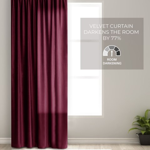 Zasłona VELVET kolor czerwony  przelotki srebrne velvet 140x270 ameliahome - CURT/AH/VELVET/EYELETS/WINE/140X270/1