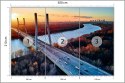 Fototapeta Beautiful Panoramic Aerial Drone View To Cable-Stayed Siekierkowski Bridge Over The Vistula River And Warsaw City Sky